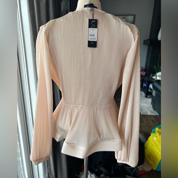 Gracia balloon sleeve blouse cream/blush size L new with tags - Picture 3 of 9